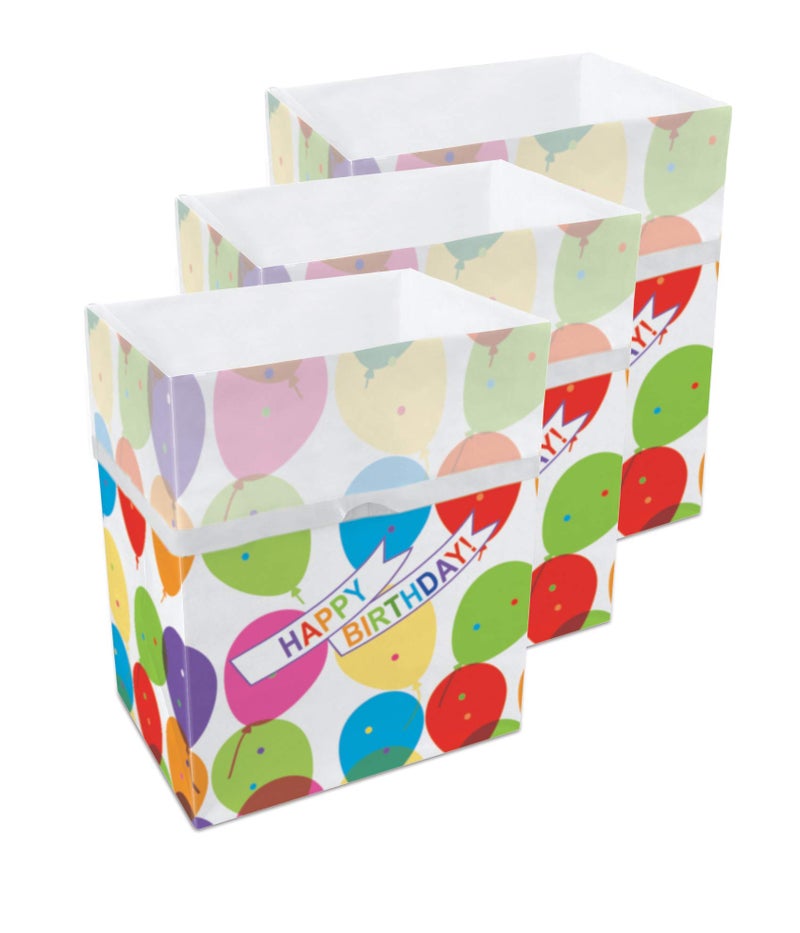 Clean Cubes 13 Gallon Disposable Pop-Up Trash Cans (3-Pack) with Fitted Bags â€“ Foldable Garbage & Recycling Bins for Parties, Events & Kitchen (Birthday, 17" H x 13.5" W x 10" D) - Image 1